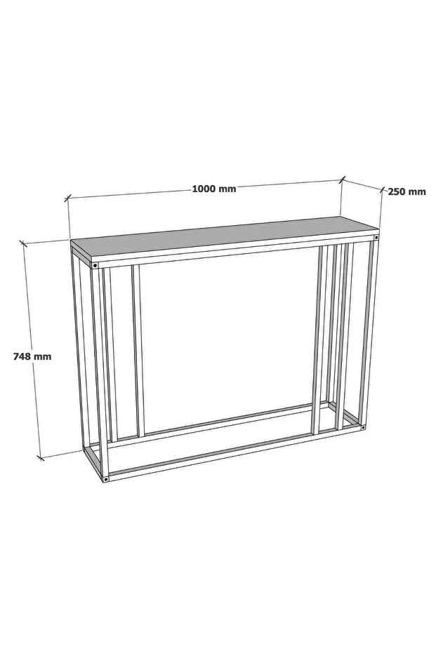 Metal Ayaklı Dresuar Dekoratif Raflı Dresuar Konsol Metal Dresuar 100 Cm